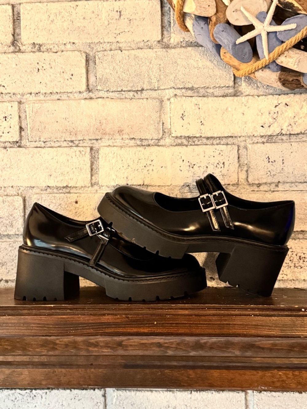 Madden Girl Black Chunky Mary Jane Heels